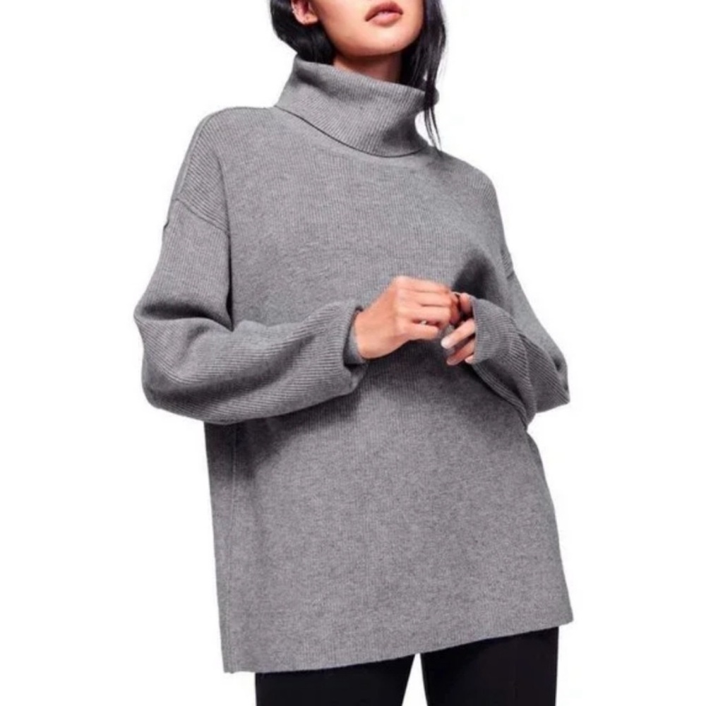 FREE PEOPLE Gray Softly Structured Tunic Oversized Sweater